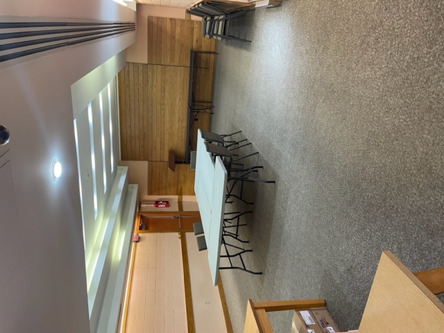 Dunnville Library meeting room with board room table setup